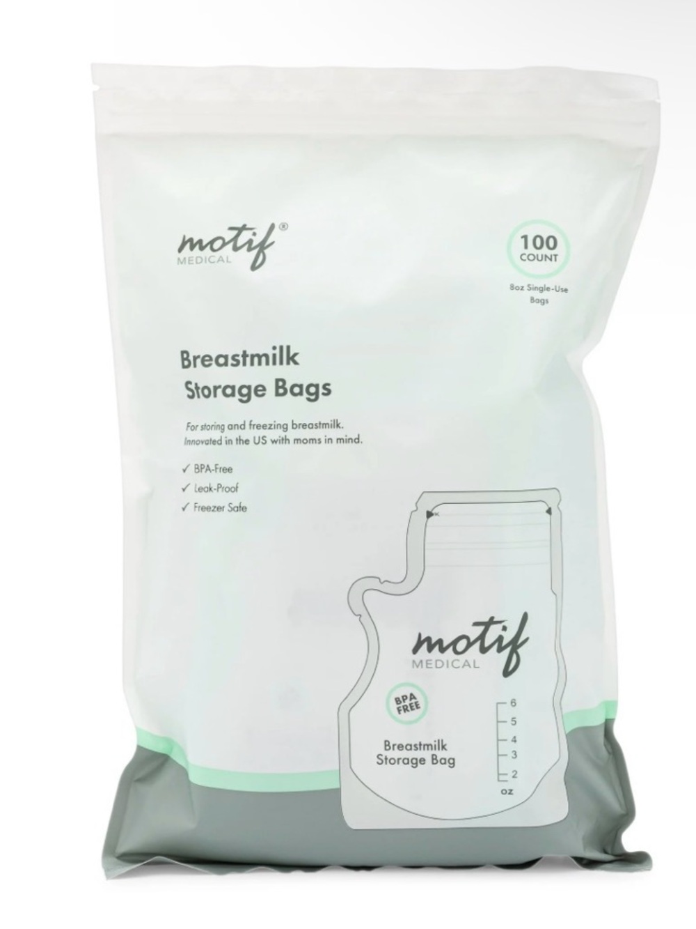 Motif Medical Breastmilk Storage Bags – 100 Count, BPA-Free